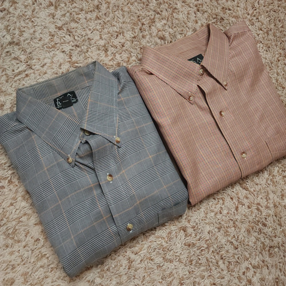 Jos. A. Bank Button Down Shirt Mens Large Multicolor Plaid Check 2 Pack Bundle